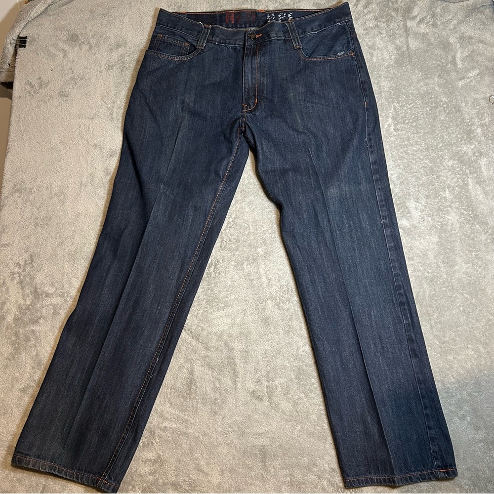 Men's Dark Blue Straight Jeans